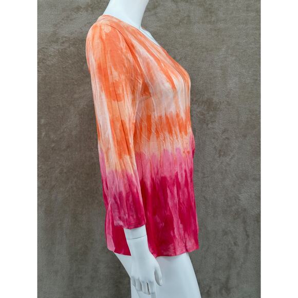 Soft Surroundings Top Womens Medium Orange Ombre Tunic Knit Modal Beachy Boho - Picture 3 of 10